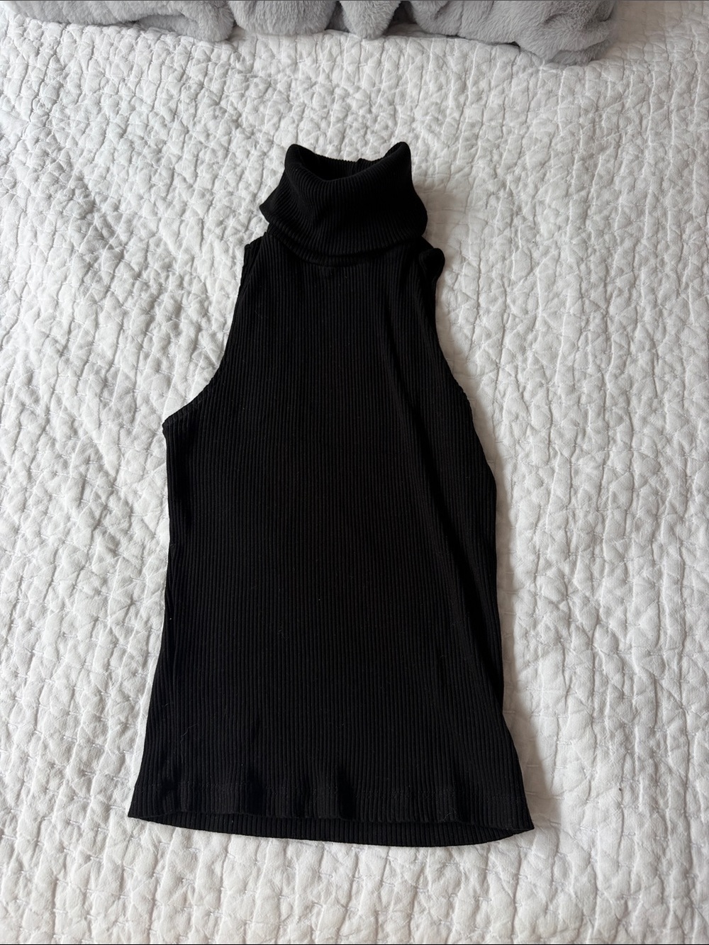 NAKD Sleeveless Black Ribbed Turtleneck Top